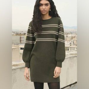 Wrap London Olive and Cream Knit Sweater Dress